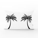 - Rh-Dik-5228-Gorsel1 - Realhomes Beyaz Zeminde Siyah Palmiye Desenli Özel Tasarım Dikdörtgen Yastık Kılıfı Realhomes
