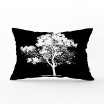 Siyah Beyaz Ağaç Tasarımlı Dijital Baskılı Dikdörtgen Kırlent Kılıfı Realhomes