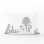 RealHomes Beyaz Zeminde Gri Ağaç Tasarımlı Dekoratif Dikdörtgen Kırlent Kılıfı Realhomes