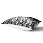 Siyah Zeminde Beyaz Ve Gri Çiçek Temalı Özel Tasarım Dikdörtgen Kırlent Kılıfı Realhomes