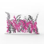 Beyaz Zeminde Gri Ve Fuşya Çiçek Baskılı Dikdörtgen Kırlent Kılıfı Realhomes