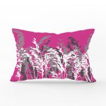 Fuşya Zeminde Beyaz Ve Gri Çiçek Motifli Dikdörtgen Kırlent Kılıfı Realhomes