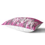 Fuşya Zeminde Beyaz Ve Gri Çiçek Motifli Dikdörtgen Kırlent Kılıfı Realhomes