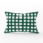 Koyu Yeşil Geometrik Kare Motifli Dekoratif Dikdörtgen Yastık Kılıfı Realhomes