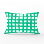 Yeşil Zeminde Geometrik Kare Motifli Dekoratif Dikdörtgen Yastık Kılıfı Realhomes