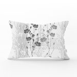 Karakalem Çizimli Çiçek Tasarım Baskılı Modern Dikdörtgen Yastık Kılıfı Realhomes