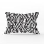 Siyah Beyaz Geometrik Çizim Baskılı Dikdörtgen Kırlent Kılıfı Realhomes