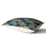 - Rh-Dik-5246-Gorsel2 - Realhomes Siyah Zeminde Renkli Yaprak Motifli Özel Tasarım Dikdörtgen Kırlent Kılıfı Realhomes