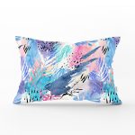 - Rh-Dik-5249-Gorsel1 - Realhomes  Sulu Boya Yapraklar Özel Tasarım Modern Dikdörtgen Yastık Kılıfı Realhomes