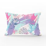 RealHomes Sulu Boya Yapraklar Özel Tasarım Modern Dikdörtgen Kırlent Kılıfı Realhomes