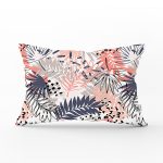 Beyaz Zeminde Renkli Yaprak Desenli Dikdörtgen Kırlent Kılıfı Realhomes