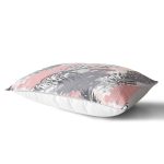 Pembe Ve Gri Ağırlıklı Sulu Boya Yaprak Motifli Dikdörtgen Yastık Kılıfı Realhomes