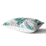 - Rh-Dik-5261-Gorsel2 - Realhomes Benekli Zemin Üzerinde Yeşil Ve Pembe Yaprak Motifli Dikdörtgen Yastık Kılıfı Realhomes