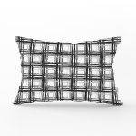 Izgara Zeminde Gri Tonlama Baskılı Özel Tasarım Dikdörtgen Kırlent Kılıfı Realhomes