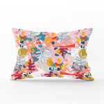 Geometrik Soyut Desenli Rengarenk Yaprak Motifli Dikdörtgen Kırlent Kılıfı Realhomes