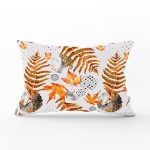 Mermer Zeminde Kurumuş Yaprak Dijital Basklılı Dekoratif Dikdörtgen Kırlent Kılıfı Realhomes