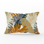 RealHomes Kahve Ve Gri Renk Yaprak Motifli Dijital Baskılı Dikdörtgen Kırlent Kılıfı Realhomes