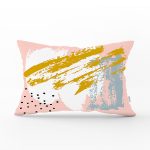 - Rh-Dik-5296-Gorsel1 - Realhomes Pembe Zemin Üzerinde Sulu Boya Beyaz Ve Mavi Çizimli Özel Tasarım Dikdörtgen Yastık Kılıfı Realhomes