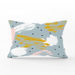 Mavi Zemin Üzerinde Sulu Boya Çizim Baskılı Dekoratif Dikdörtgen Kırlent Kılıfı Realhomes