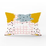 Kare Zeminde Yağlı Boya Çizimli Dekoratif Dikdörtgen Kırlent Kılıfı Realhomes