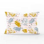 Beyaz Zeminde Sulu Boya Pembe Yan Çizgi Motifli Dikdörtgen Kırlent Kılıfı Realhomes