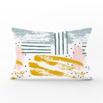 Beyaz Zeminde Soyut Sulu Boya Çizimli Özel Tasarım Dijital Baskılı Dikdörtgen Kırlent Kılıfı Realhomes