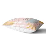 Pembe Zeminde Soyut Sulu Boya Çizimli Dekoratif Dikdörtgen Kırlent Kılıfı Realhomes