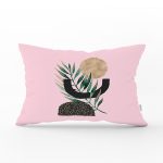 - Rh-Dik-5308pembe-Gorsel1 - Realhomes Pembe Zemin Üzerinde Soyut Yaprak Çizimli Dekoratif Dikdörtgen Yastık Kılıfı Realhomes