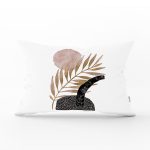 Beyaz Zemin Üzerinde Gold Yaprak Motifli Dekoratif Dikdörtgen Yastık Kılıfı Realhomes