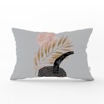 Gri Zeminde Gold Yaprak Motifli Dekoratif Dikdörtgen Kırlent Kılıfı Realhomes