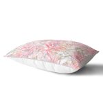 Mermer Zemin Üzerinde Gold Aytıntı Temalı Pembe Tropik Yaprak Desenli Dikdörtgen Kırlent Kılıfı Realhomes