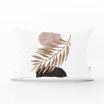 Beyaz Zeminde Soyut Çizim Ay Ve Yaprak Motifli Dikdörtgen Kırlent Kılıfı Realhomes