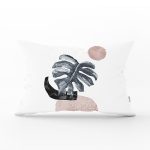 - Rh-Dik-5320-Gorsel1 - Realhomes Beyaz Zeminde Tropik Yaprak Desen Dijital Baskılı Dikdörtgen Kırlent Kılıfı Realhomes