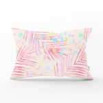 Renkli Puantiyeli Zeminde Renkli Yaprak Motifli Dekoratif Dikdörtgen Kırlent Kılıfı Realhomes