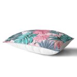 - Rh-Dik-5333-Gorsel2 - Realhomes Pembe Zeminde Canlı Tropik Yaprakları Dijital Baskılı Dikdörtgen Kırlent Kılıfı Realhomes