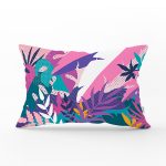 Rengarenk Yaprak Çizimli Modern Özel Tasarım Dikdörtgen Kırlent Kılıfı Realhomes