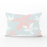 Renkli Zeminde Pembe Ve Beyaz Yaprak Motifli Dekoratif Dikdörtgen Kırlent Kılıfı Realhomes