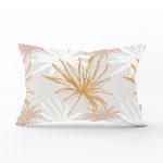 Beyaz Ve Gold Yaprak Desenli Özel Tasarım Modern Dikdörtgen Yastık Kılıfı Realhomes