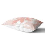 Gri Zemin Üzerinde Pembe Beyaz Yaprak Motifli Dekoratif Dikdörtgen Yastık Kılıfı Realhomes