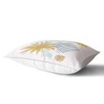 Geometrik Çizimler Üzerinde Tropik Yaprak Motifli Dikdörtgen Kırlent Kılıfı Realhomes