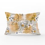 - Rh-Dik-5347-Gorsel1 - Realhomes Tropik Gold Yapraklar Üzerinde Antik Yunan Tanrısı Desenli Dikdörtgen Kırlent Kılıfı Realhomes