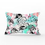 - Rh-Dik-5348-Gorsel1 - Realhomes Renkli Yapraklar Üzerinde Flamingo Motifli Dekoratif Dikdörtgen Kırlent Kılıfı Realhomes