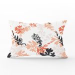 Turuncu Siyah Renkli Yaprak Dijital Baskılı Özel Tasarım Dikdörtgen Kırlent Kılıfı Realhomes