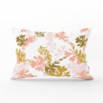 Pembe Ve Gold İnce Yaprak Tasarımlı Dijital Baskılı Dikdörtgen Kırlent Kılıfı Realhomes