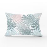 Mavi Yapraklar Üzerinde Nokta Tasarımlı Dikdörtgen Kırlent Kılıfı Realhomes