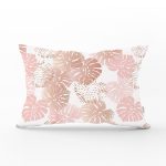- Rh-Dik-5357-Gorsel1 - Realhomes Beyaz Zemin Üzerinde Pembe Tropikal Yaprak Desenli Modern Dikdörtgen Yastık Kılıfı Realhomes