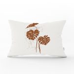 Gri Zeminde Palmiye Yaprakları Motifli Dikdörtgen Kırlent Kılıfı Realhomes