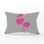 - Rh-Dik-5360fusya-Gorsel1 - Realhomes Fuşya Palmiye Yaprak Baskılı Dekoratif Dikdörtgen Kırlent Kılıfı Realhomes