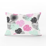 - Rh-Dik-5361-Gorsel1 - Realhomes Beyaz Zeminde Renkli Trorik Yapraklar Dikdörtgen Kırlent Kılıfı Realhomes