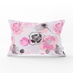 Gri Zeminde Pembe Gül Motifli Dekoratif Dikdörtgen Kırlent Kılıfı Realhomes